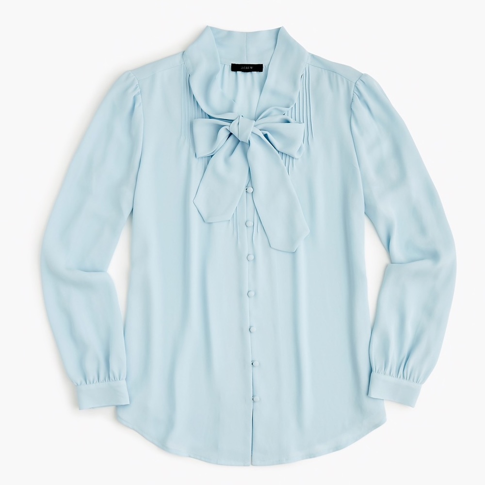 J. Crew Light Blue Blouse with Bow Detail